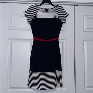 Navy and White striped Dress